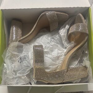 Gianni Bini Glittering Gold Block Heels